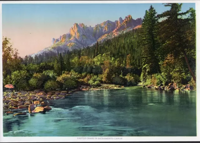 Vintage Print View of Castle Crags in Sacramento Canon California Scenic C1915