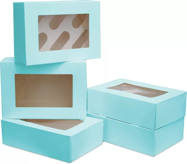 10-20 Pcs Windowed Cupcake Boxes for 6 Cup Cakes with Removable Trays