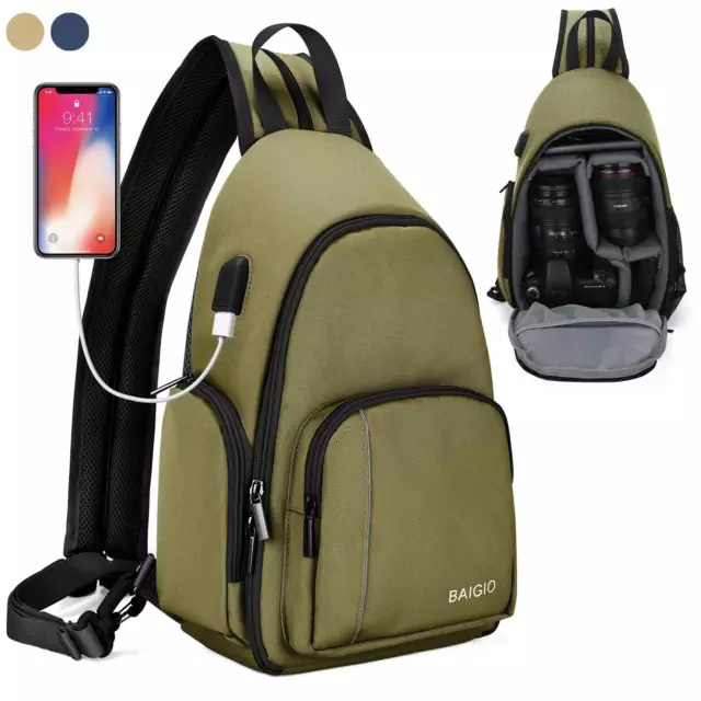 Camera Sling Bag Crossbody Shoulder Backpack for Canon Sony DSLR SLR Camera Case