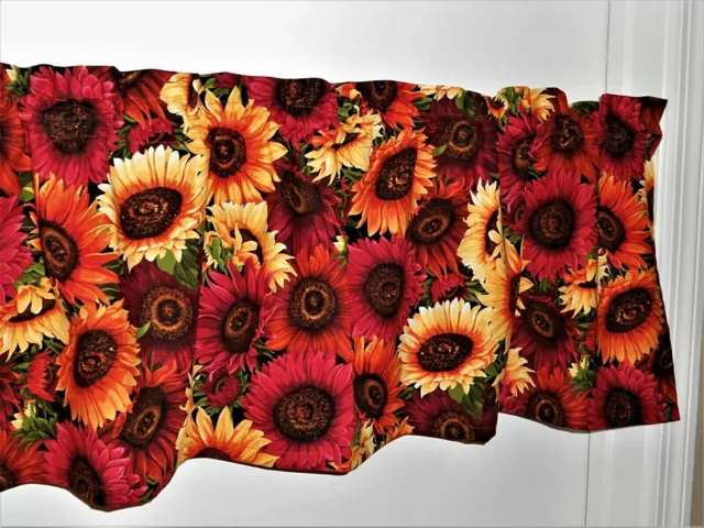 Fall Autumn Valance Kitchen Curtain Sunflower Autumn Thanksgiving Wine Orange