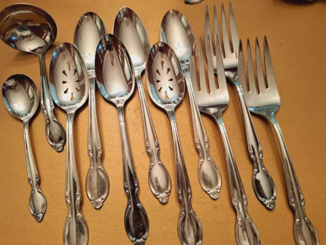 Wm Rogers Silverplate PRECIOUS MIRROR meat Forks Serving Spoons Ladle Sugar ...