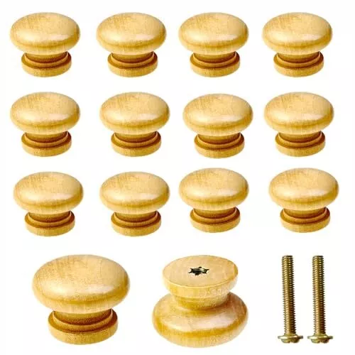 20 Pack Wooden Round Cabinet Drawer Dresser Knobs Furniture Pull Handles