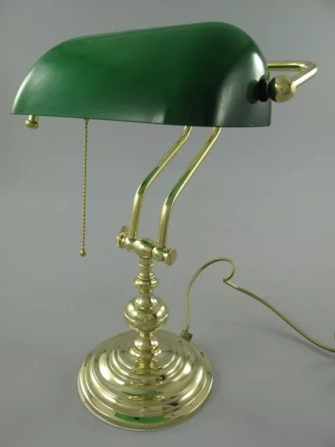 Tischlampe Bankerlampe Jugendstil Schreibtischlampe Antik Messing Grün