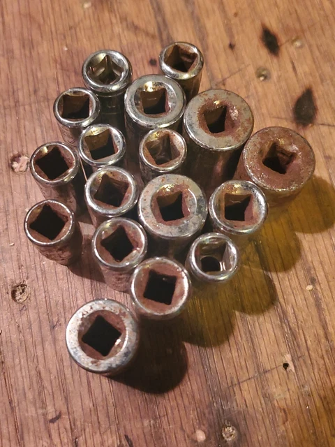 "D-"  LOT ACE replacement socket for wrench set 6 point 1/4" drive SHORT RUSTY