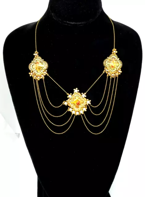 Lovely Necklace By Michal Negrin Elegant  With Crystals ISRAEL.