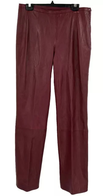 Pelle Studio Wilsons Leather Vintage Oxblood Red Pants Size 12 Side Zipper