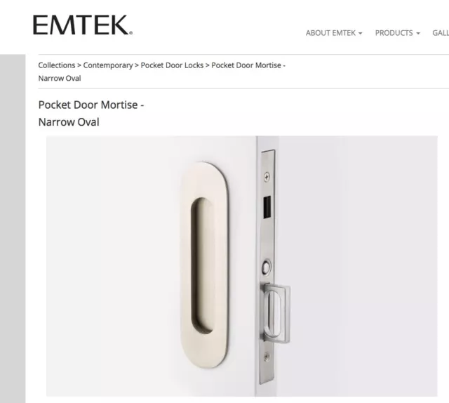 Emtek 2164 Us14 Narrow Oval Passage Pocket Door Trim Only, Polished Nickel, 