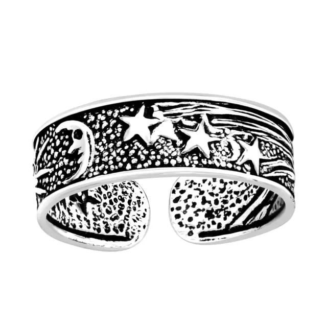 Sterling Silver Sun, Moon and Stars Toe Ring