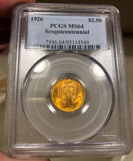 1926 $2.5 Sesquicentennial Commemorative Gold Coin graded PCGS MS64