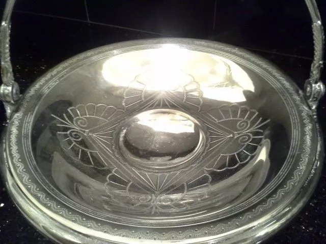 Art Deco Centerpiece Silverplate Bowl Basket Compote 2