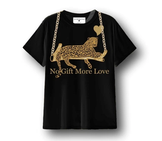 NO GIFT MORE LOVE WTS076 T-Shirt Donna Cotone Regular Nero
