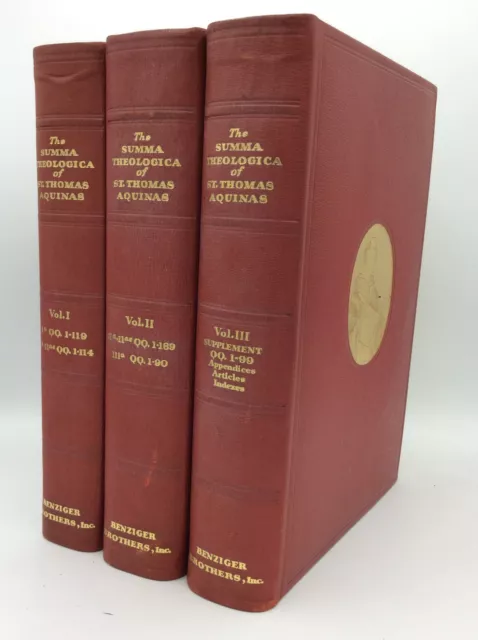 SUMMA THEOLOGICA by St. Thomas Aquinas -1947- DELUXE 3V LEATHERBOUND SET