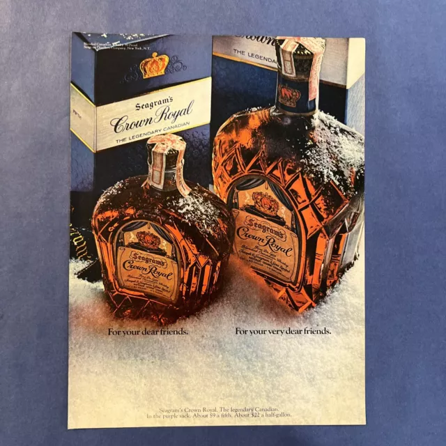 Seagrams Crown Royal Canadian Whisky Snow Gift Box 1968 Vintage Print Ad