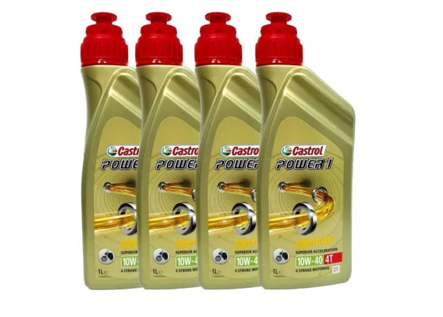 Olio Motore Moto Custom Castrol Power 1 10W40 4T Api Sj / Jaso Ma-2 - 4 Litri