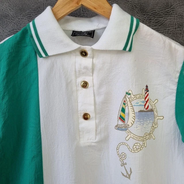 Vintage Blouse Short Sleeve shirt 80s Blouse Womens Short sleeve  polo crinkle 2