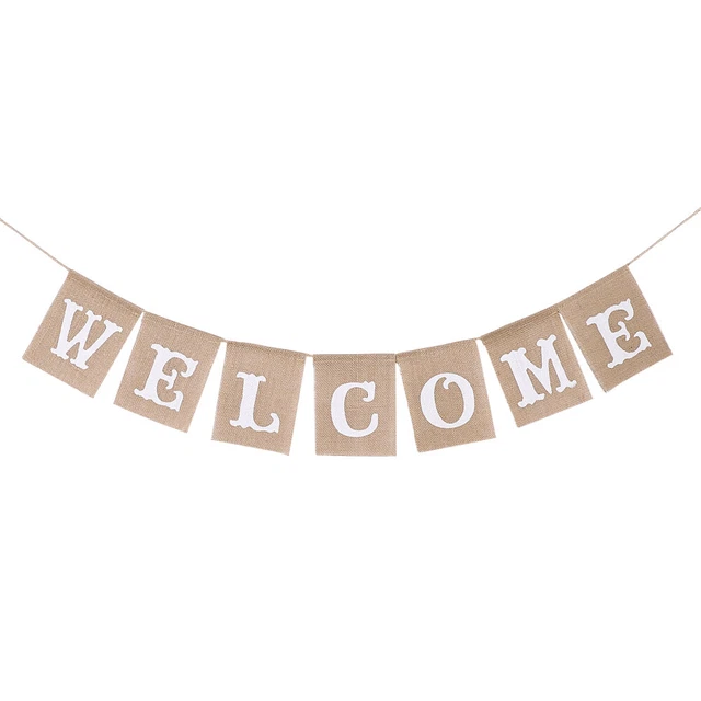 LUOEM 2.8M WILLKOMMEN Sackleinen Bunting Banner Girlande für Hochzeit