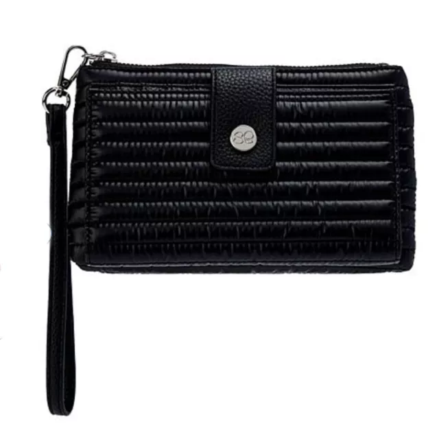 Samantha Brown Luggage Travel To-Go Wristlet Quilted Wallet ~ Jet Set Black