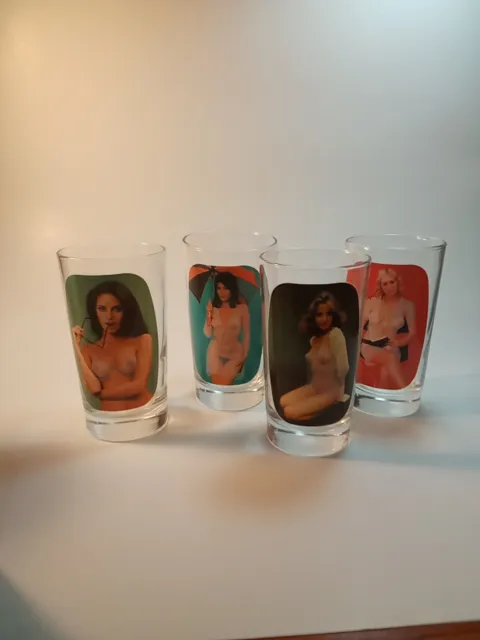 Vintage 1977 Striptease 10 1/2 oz Highball Beer Glasses Set of 4