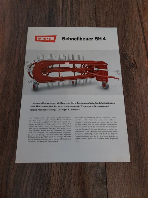 Sh 4 ORIGINAL PROSPEKT FAHR Schnellheuer SH 4 Traktor Schlepper EUR 17,50 ...