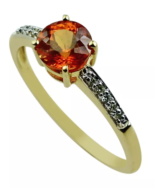 Spessartite Garnet Gemstone Cocktail Ring Size 7 10k Yellow Gold For Girls