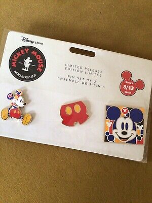 Disney Store Mickey Mouse Memories Set Of 3 Trading Pins March 3/12