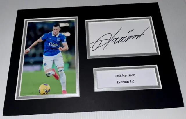 Jack Harrison Hand Signed Photo Mount Coa Autograph Everton
