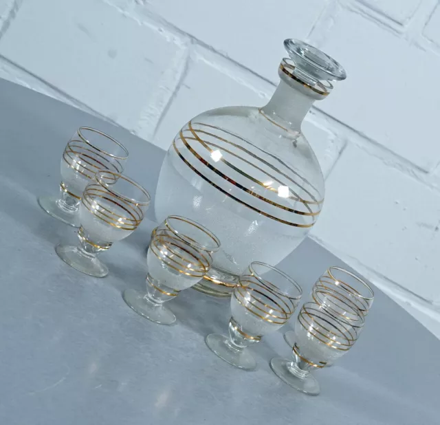 Glas Barset Likör Set Gläserset 8 teilig Karaffe Gläser Vintage 1960er Jahre