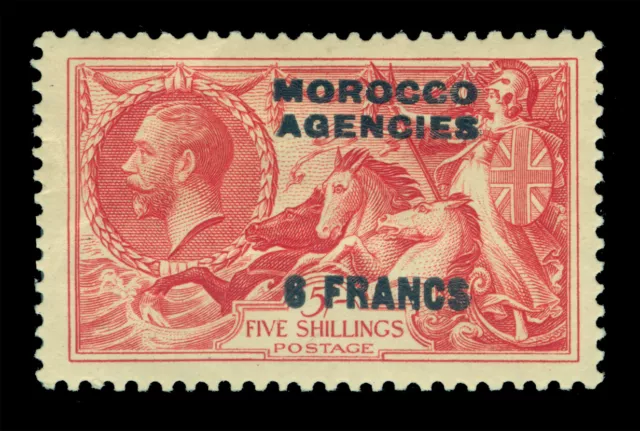 GB - British MOROCCO 1932  KGV Seahorses  6fr /5sh carmine Sc# 419 mint MH VF