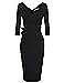 MUXXN Womens Solid Color Vintage Backless Sheath Slim Ruched Pencil Dress (Black