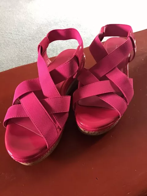 Laura Ashley Pink Nichols Strappy Platform Wedge Pink Sandals Size 6.5, BNWT