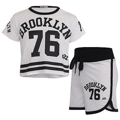 Kids Girls Shorts Brooklyn 76 White Crop Top Hot Short Pant Summer Clothing Sets