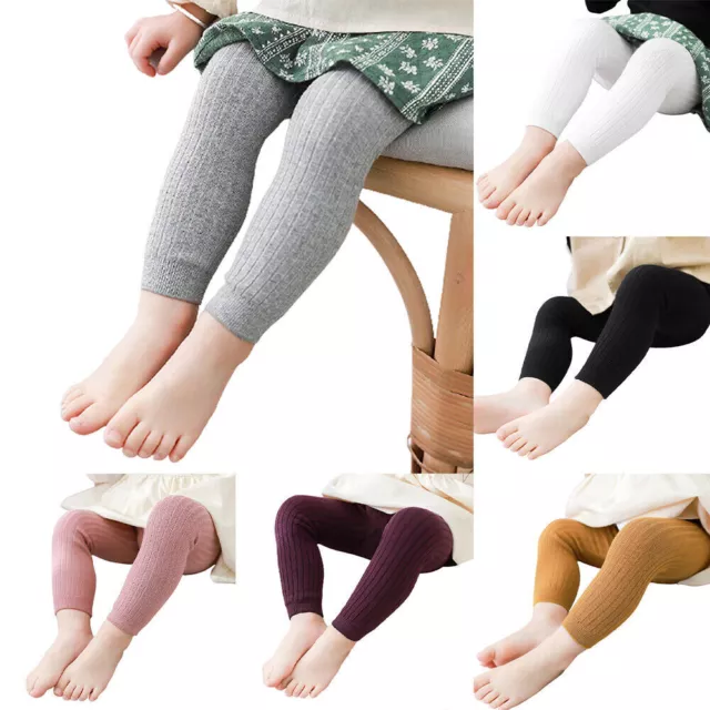 Kids Baby Girls Elastic Waist Leggings Stretch Casual Long Pants Trousers Bottom