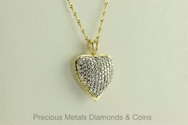 Gold over Sterling Silver Diamond Accent Puffy Heart 25.5mm x 8.2mm Pendant