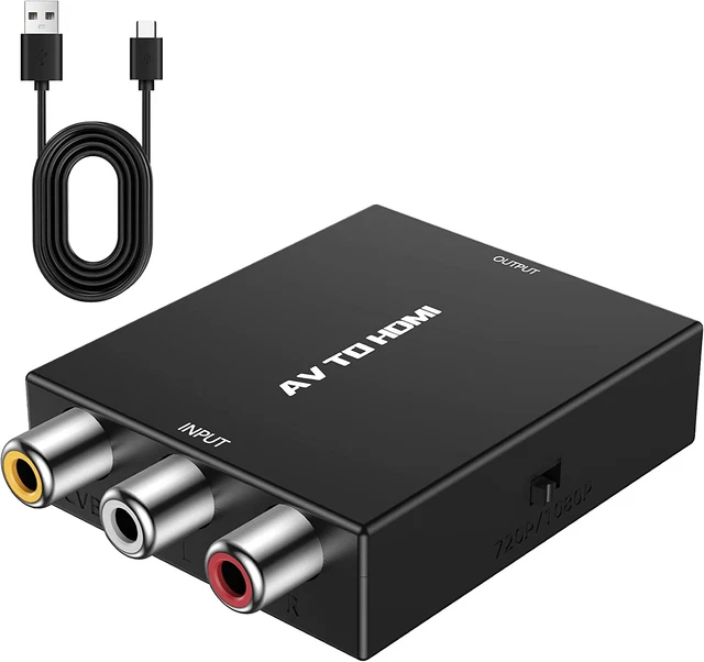 RCA to HDMI Converter, AV to HDMI Converter 1080P Support for PAL/NTSC PC Lap...