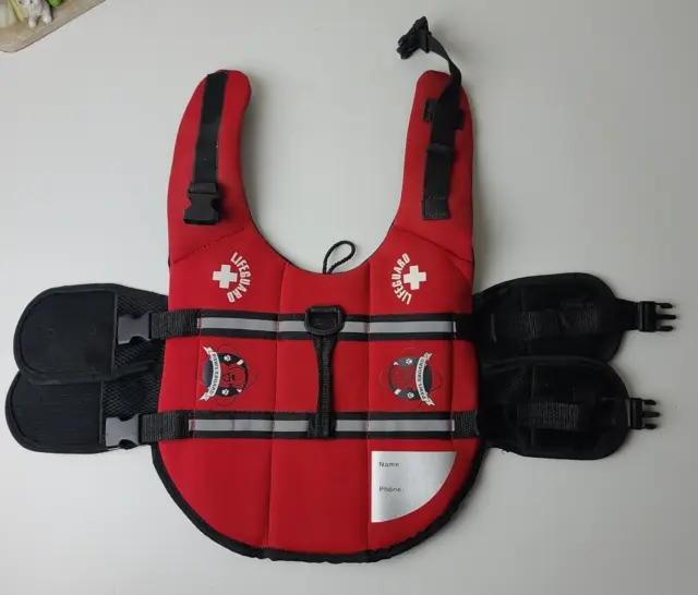 Preowned Paws Aboard Red Lifeguard Dog Life Jacket Size Small