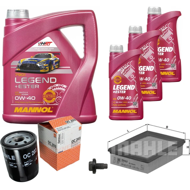 MAHLE Inspektionspaket 7 L MANNOL Legend+Ester 0W-40 für Ford Fiesta Kasten 1.8