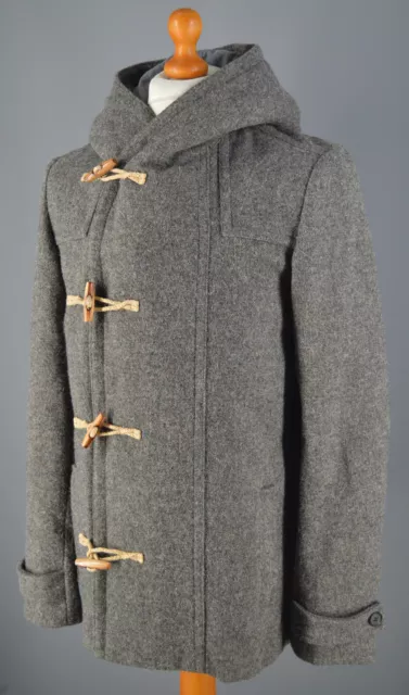 MENS GREY ALLSAINTS Pure Wool Ontario Short Duffle Coat Size M