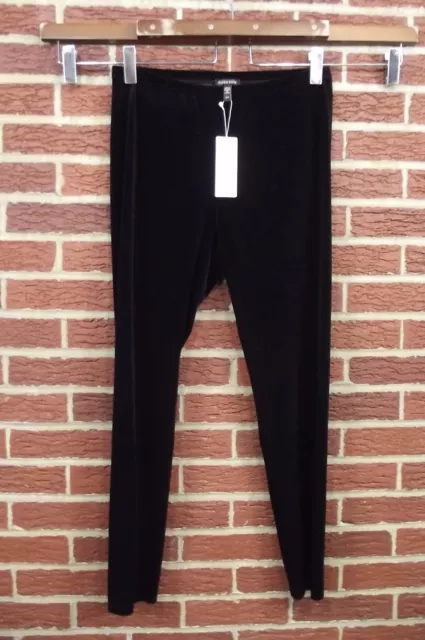 NEW Eileen Fisher Womens Black Velvet Ankle Legging Pants Medium Skinny Slim Leg