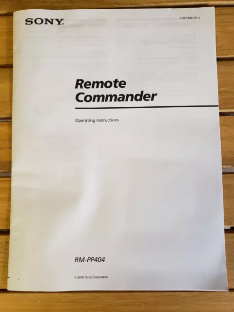 Sony Remote Commander RM-PP404 MANUAL