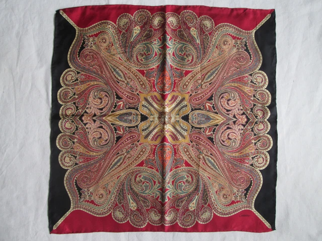 Foulard En Soie Codello Vintage - 52x53 Cm, Bords Vert Anis