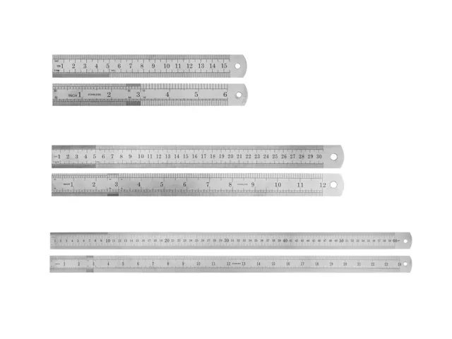 Stahlmaßstab 150mm/200mm/300mm Stahllineal Werkstattlineal Stahl Lineal cm/inch