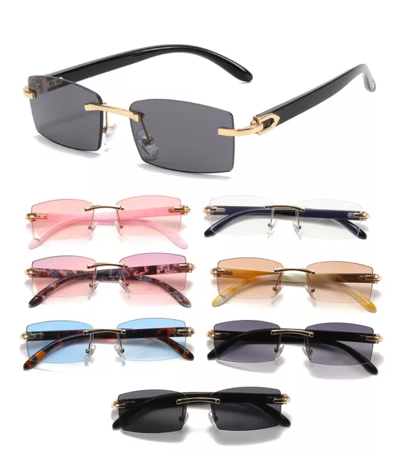 Driving Sun Glasses Punk Sunglasses Fashion Shades Rimless Rectangle Sunglasses