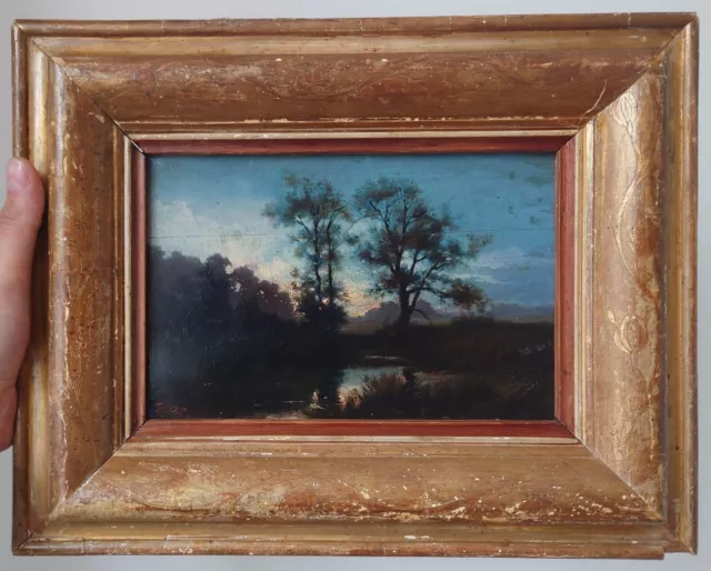 École De Barbizon, Paysage, Tableau Signé, Cadre Ancien