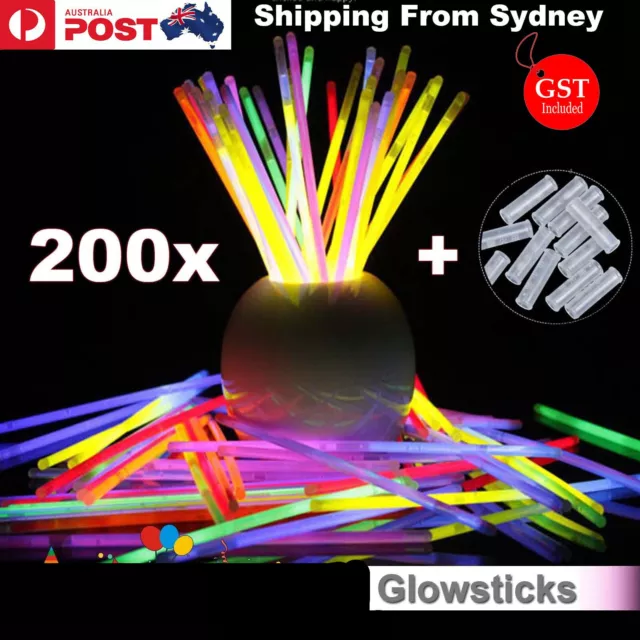 200 Mixed Colour Glow Sticks Bracelets Light Party Glowsticks Glow in the dark D