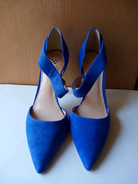 Vince Camuto Shoes Carlotte Womens 8 1/2M Blue Suede Leather Stiletto Dress Heel