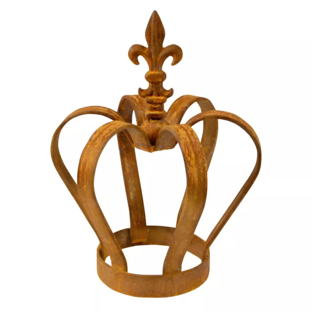 Edelrost Krone mit Lilie 29 cm hoch - Rost Deko rostige Gartendeko Metall Eisen