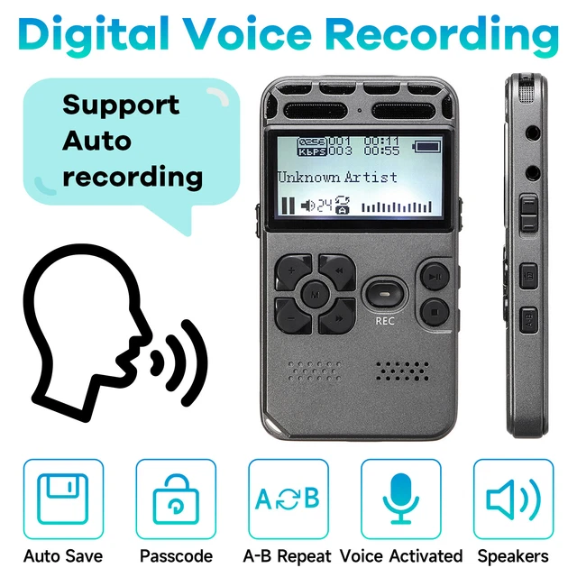 64GB Rechargeable LCD Digital Audio Sound Voice Recorder Dictaphone MP3 Player.