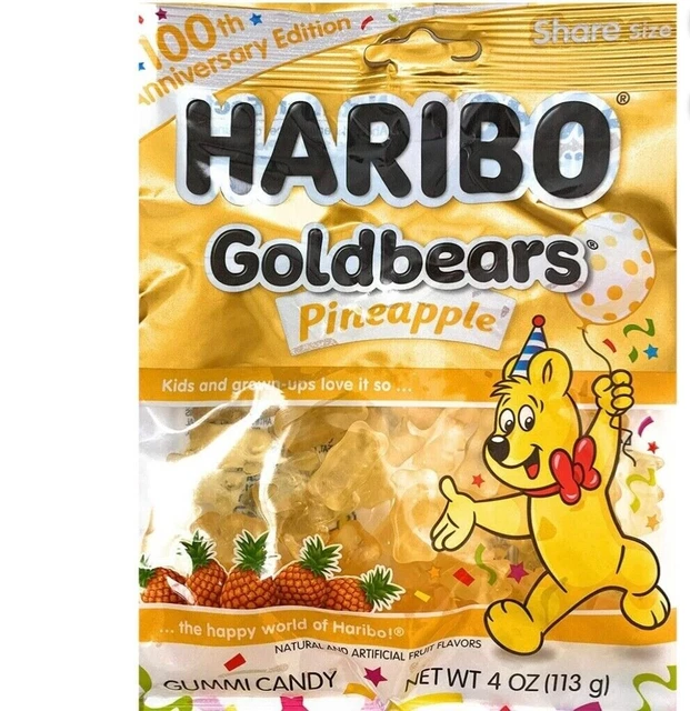 HARIBO GOLDBEARS 100TH Anniversary Pineapple Gummy Bears4 Oz.New! 11