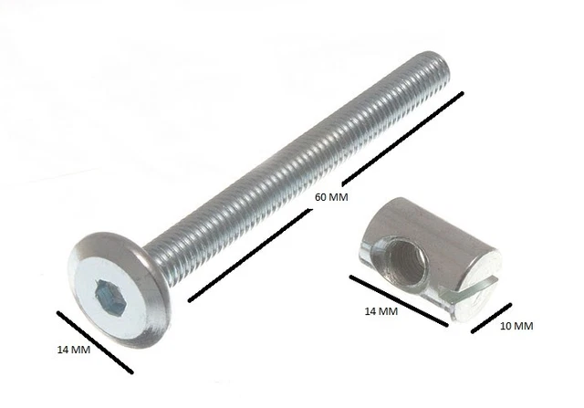 10PCS M8x15mm croix vis fente écrou pour lit bébé Meuble Chaise