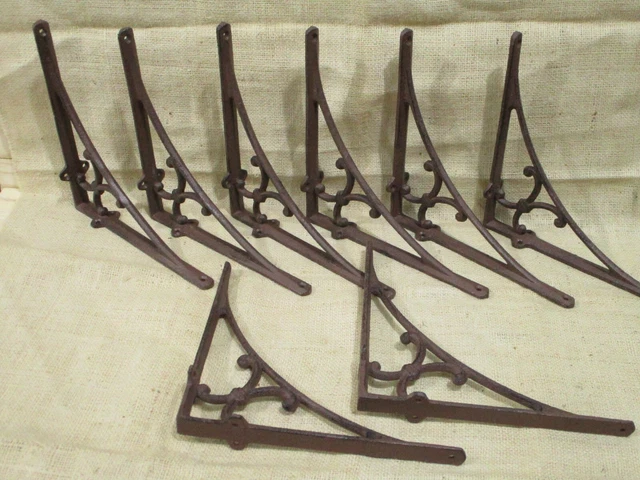 8 LARGE Shelf Brackets Corbels Wall Cast Iron Rustic Farmhouse 9 3/4" X 9 3/4"